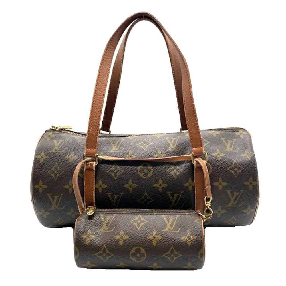 Louis Vuitton Papillon Monogram Pouch Set Canvas Leather Black Brown